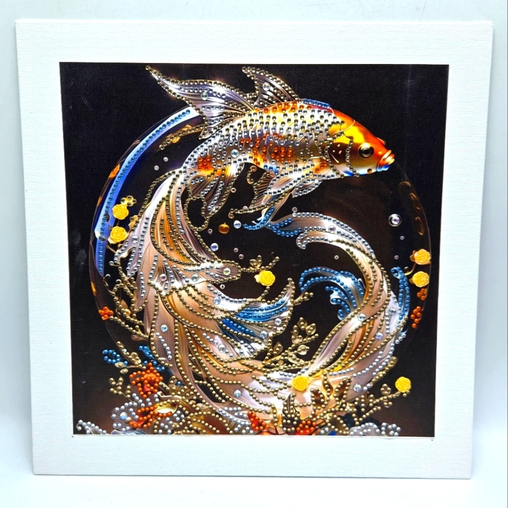 New Finished Diamond Dot Art Fish Decore Flowy Tail Nautical Art Mystical Canvas